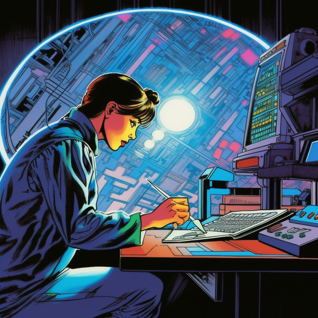 An artist uses a futuristic paintbrush stylus on a digital device