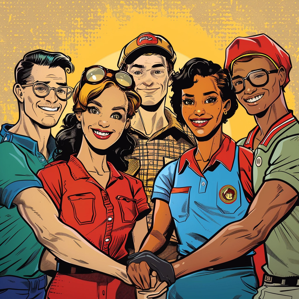 A diverse team of nonprofit volunteers